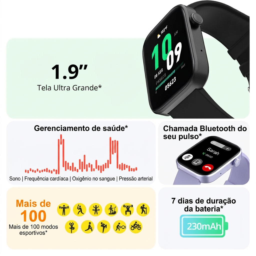 COLMI P71 Smartwatch | Chamada por Voz | Monitoramento de Saúde | IP68 À Prova d'Água | Notificações Inteligentes