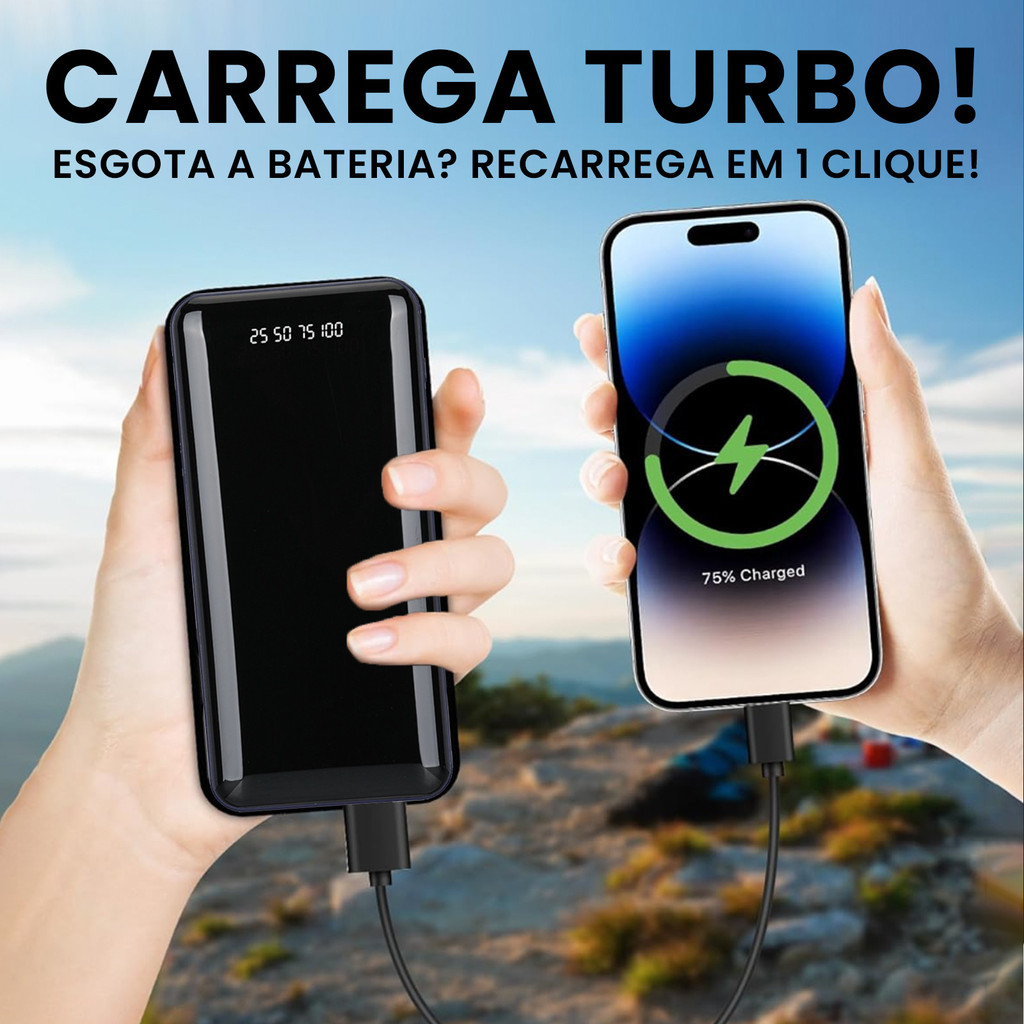 Power Bank 20000mAh com Fast Charging 20W | Display LED | Cabos Lightning, USB-C e Micro USB | Carregador Portátil para iPhone e Android