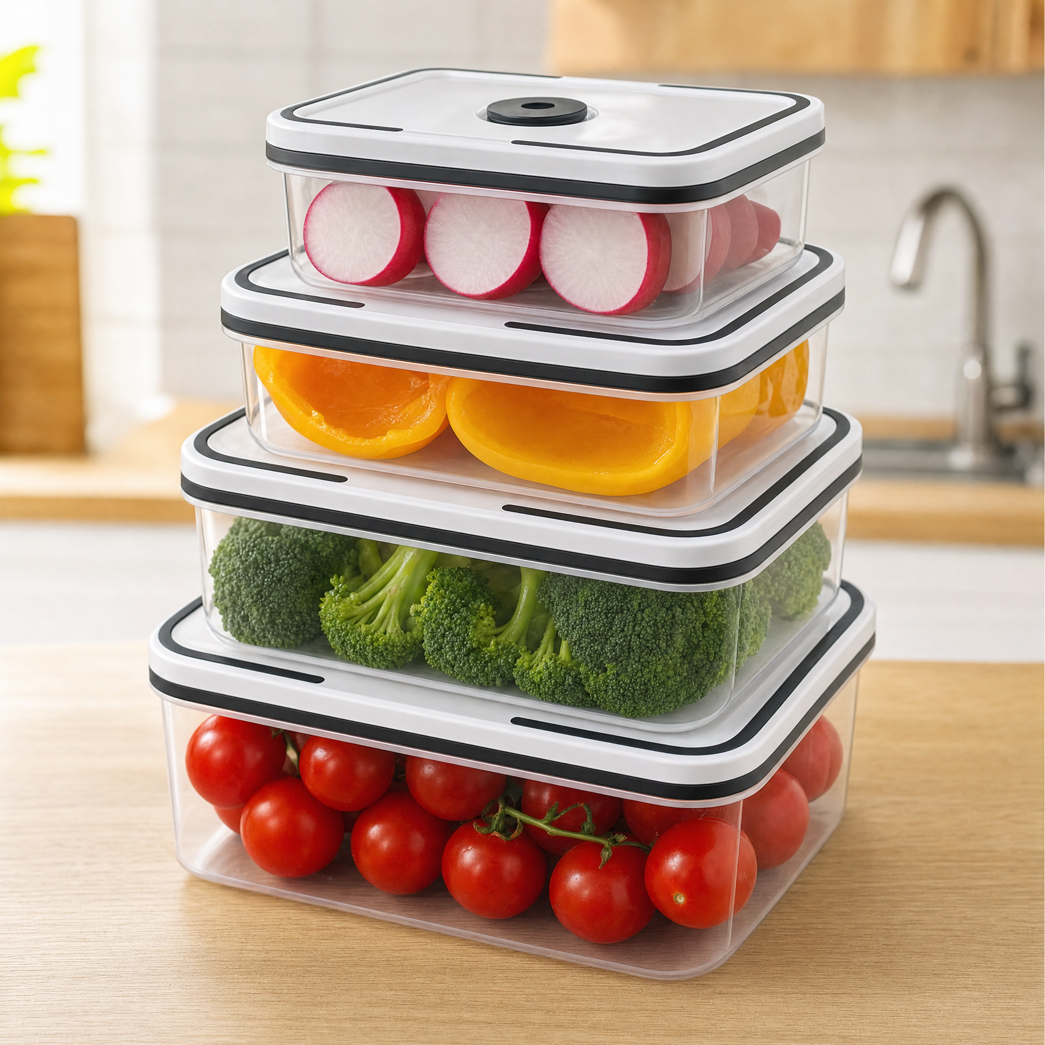 Conjunto de 4 Potes Herméticos com Vedação Perfeita | Kit Organização de Cozinha e Despensa. plástico resistente, livres de BPA