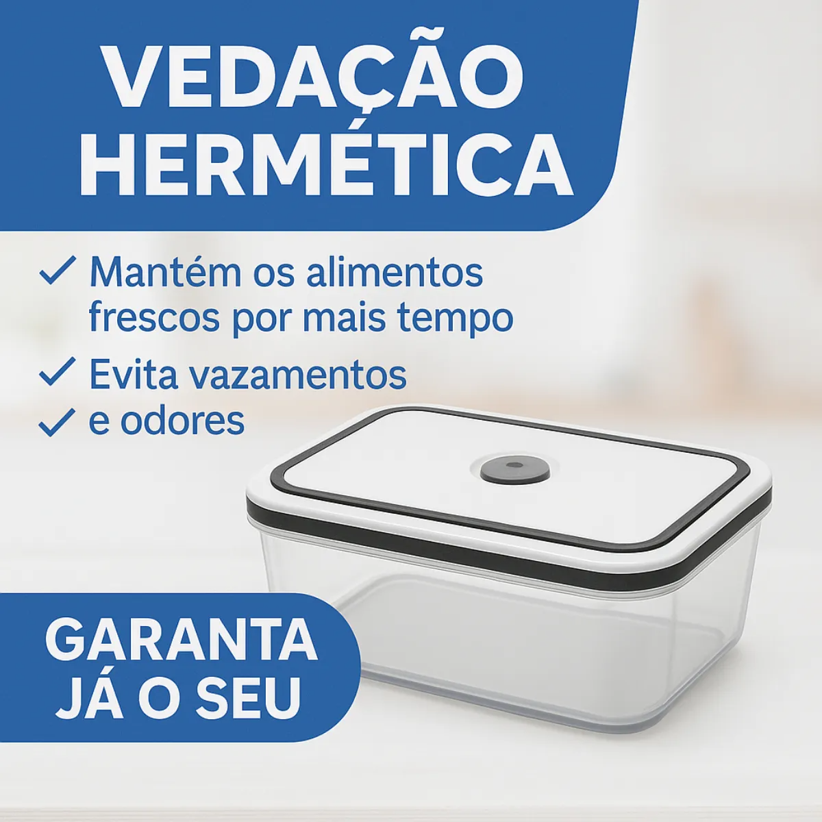 Conjunto de 4 Potes Herméticos com Vedação Perfeita | Kit Organização de Cozinha e Despensa. plástico resistente, livres de BPA