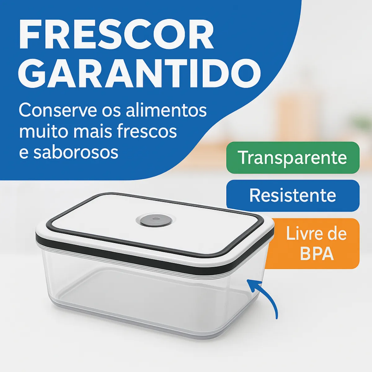 Conjunto de 4 Potes Herméticos com Vedação Perfeita | Kit Organização de Cozinha e Despensa. plástico resistente, livres de BPA