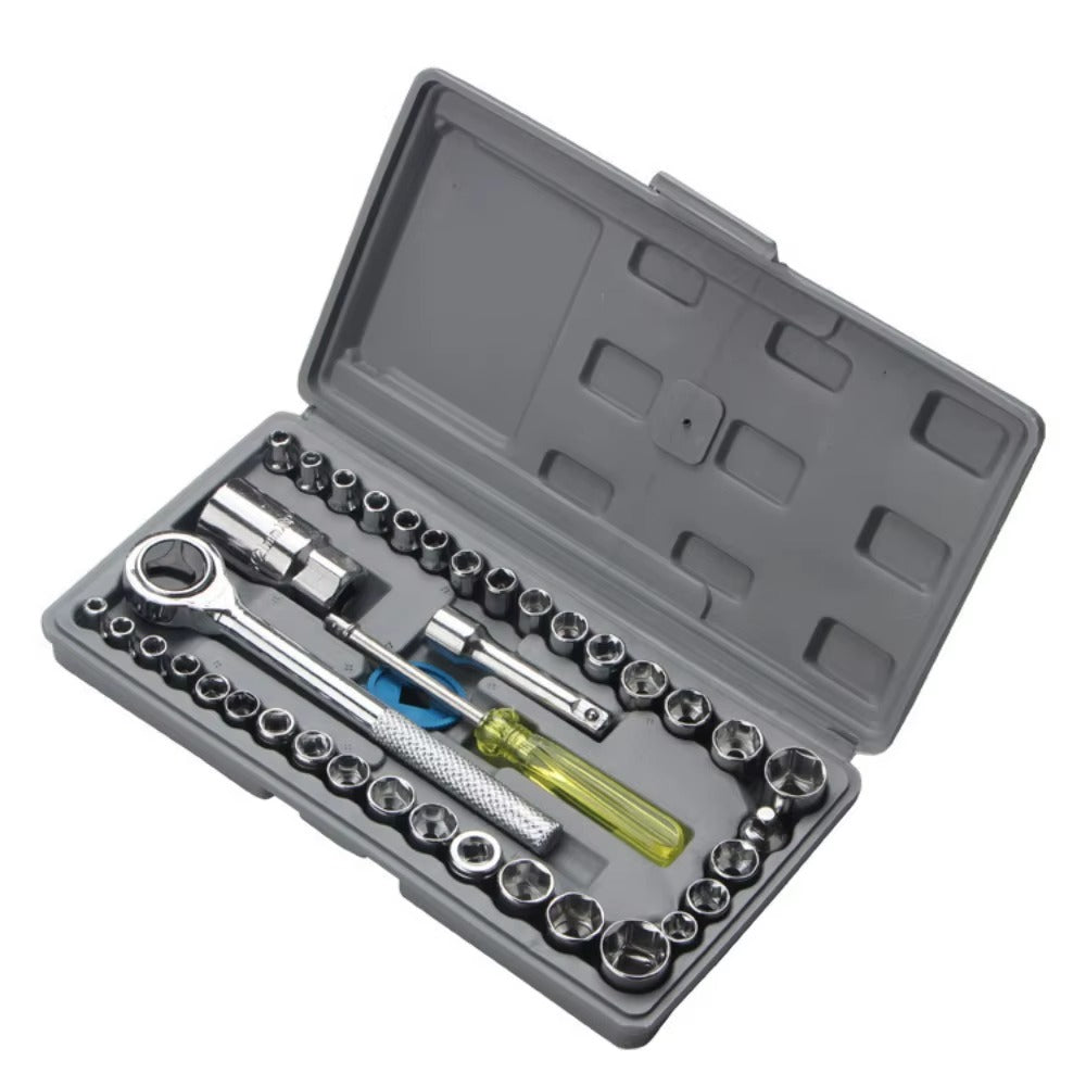 Kit Jogo De Soquete Chave Catraca Reversível - 40 Peças