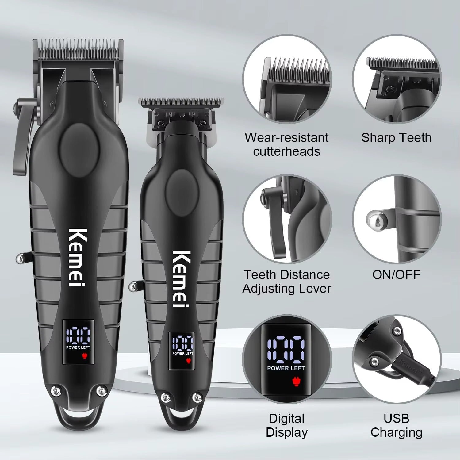 Kit de máquina de cortar cabelo Kemei
